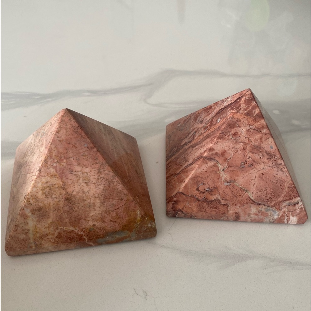 Pink Jasper Pyramids,  Bookend Set